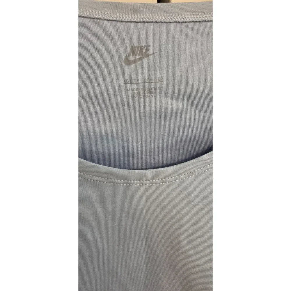 Nike Women's Light‎ Blue Short Sleeve Crop Top Logo Elastic Band XS